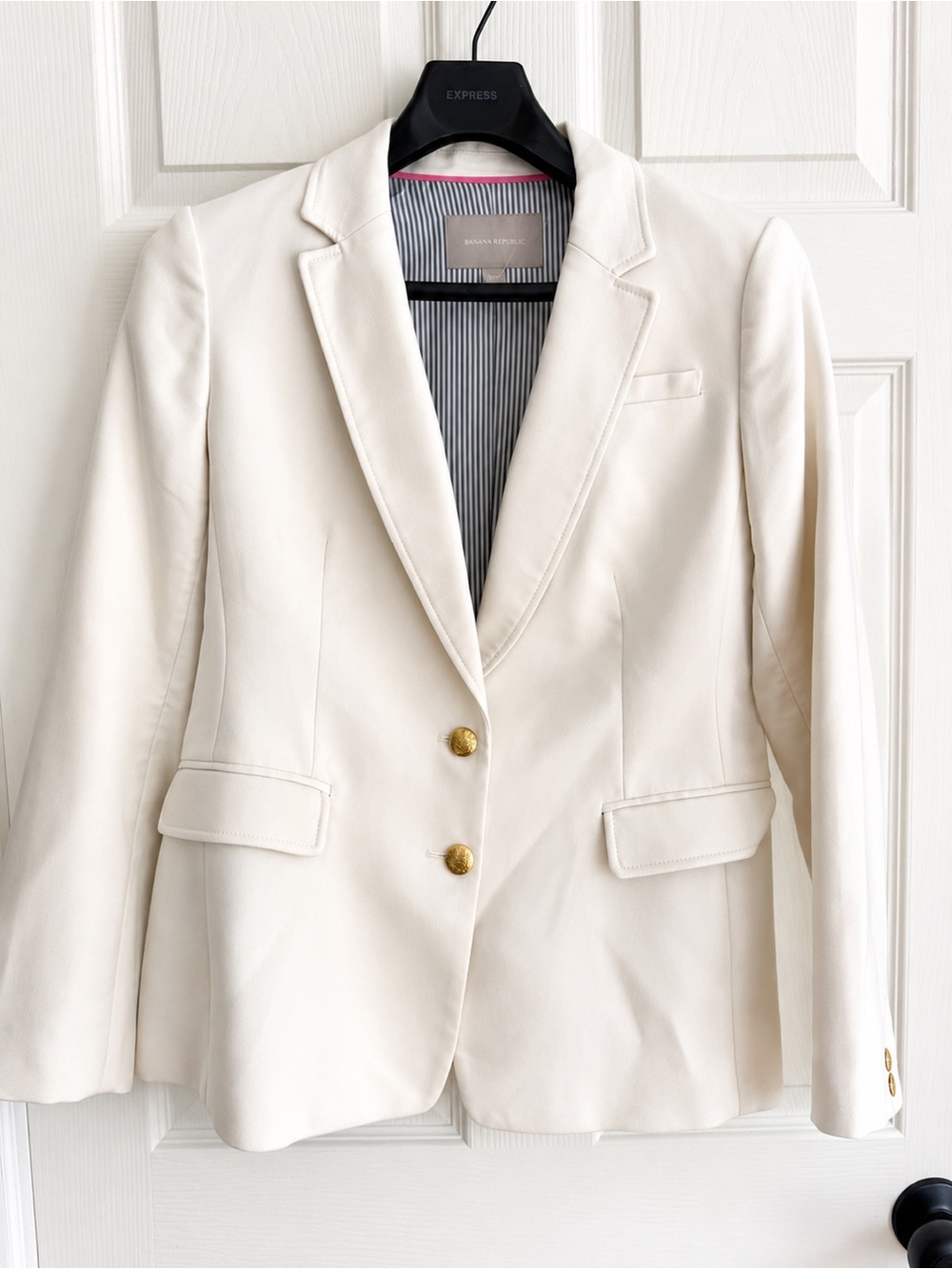 Banana Republic Cream Single-Breasted Blazer with Gold Buttons